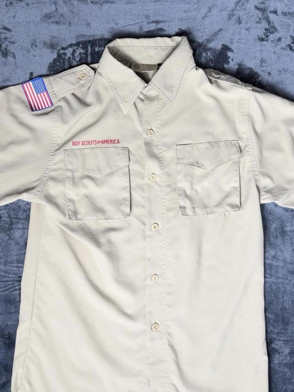 Boy Scouts of America BSA Uniform Shirt Youth Large L Khaki Long Sleeve - Picture 4 of 9